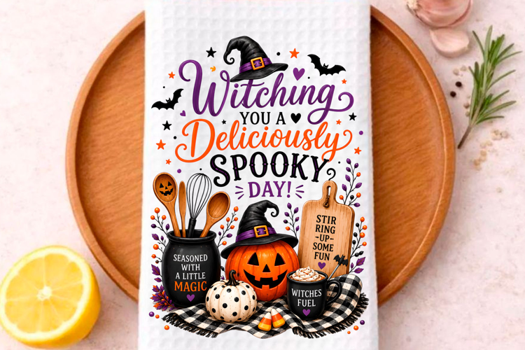 Witching You A Spooky Day PNG Halloween Kitchen Sublimatio
