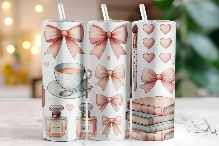 Bow & Books Tumbler Wrap | Sublimation | Tumblers