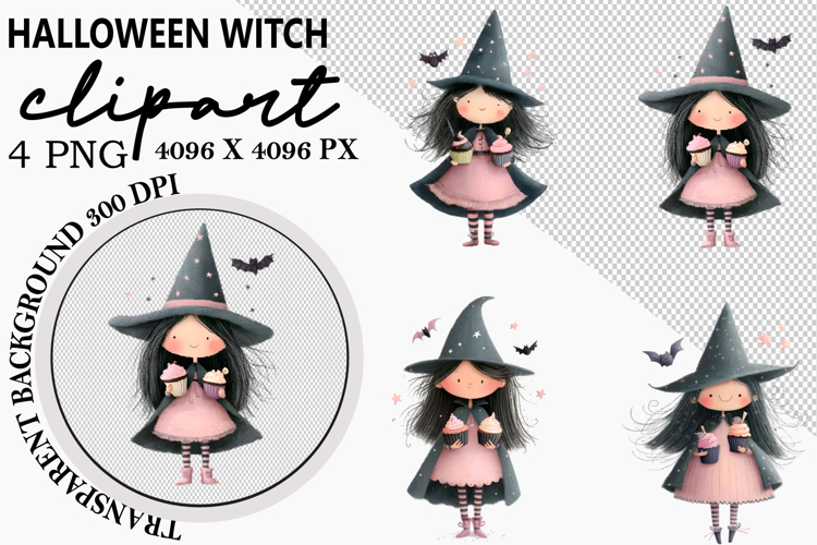 Witch Pumpkin Autumn Girl Clipart Watercolor PNG