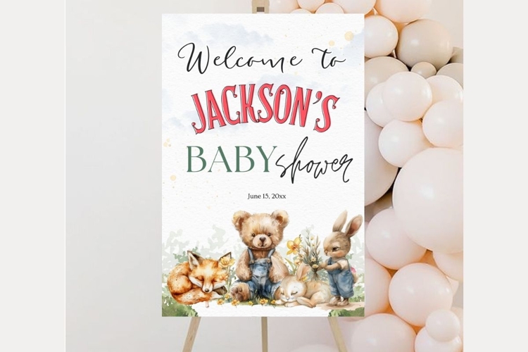 Baby Shower Welcome Sign Template 208 example image 1
