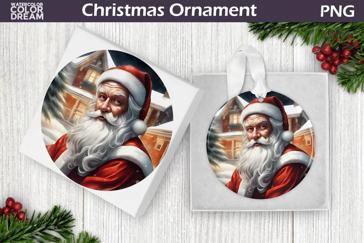 Vintage Santa Ornament | Christmas Ornament Sublimation