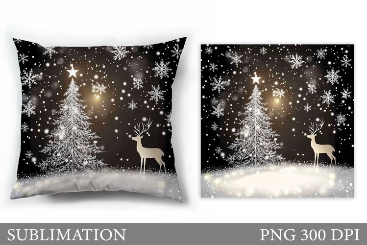 Deer Pillow Design. Christmas Pillow Sublimation example image 1