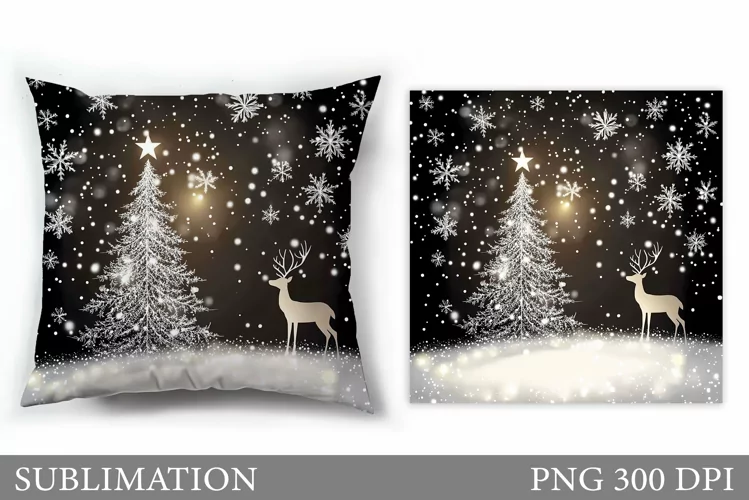Deer Pillow Design. Christmas Pillow Sublimation