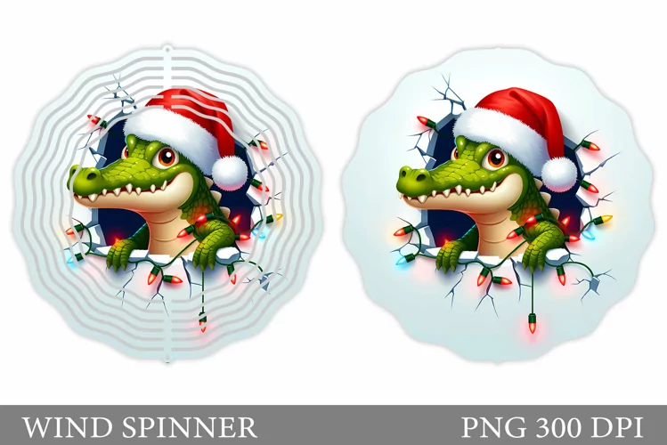 Christmas Crocodile Wind Spinner. Christmas Wind Spinner