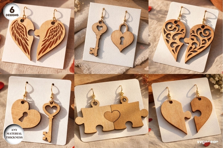 Valentines Day Earrings SVG Bundle | Laser Cut | Jewelry