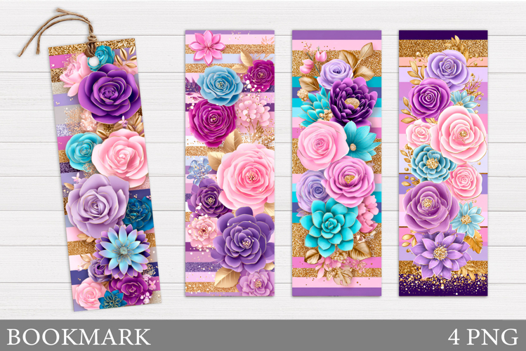 Flowers Bookmark Sublimation. Floral Bookmark Design