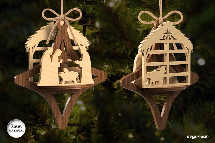 3D Nativity Scene Ornament Laser Cut | Glowforge | SVG