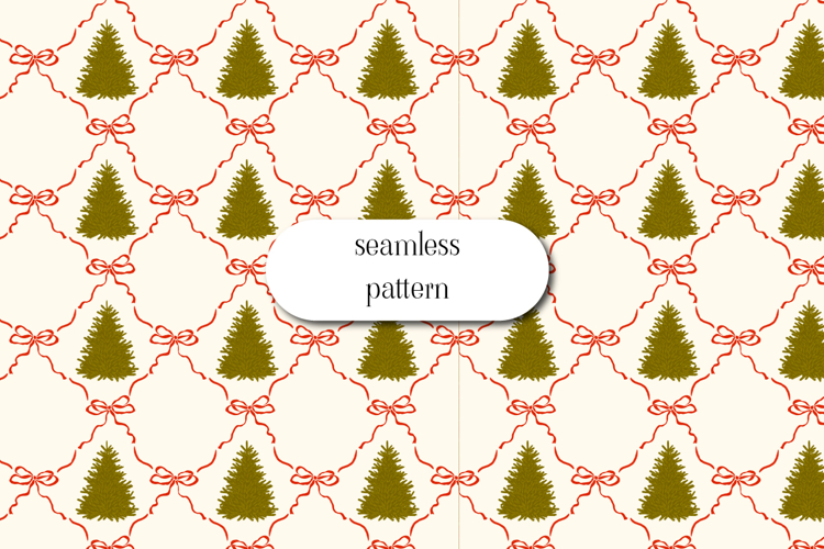 Christmas Tree Ribbon Lattice Seamless Holiday Pattern