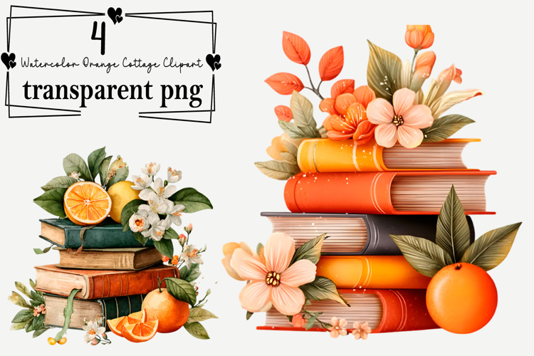 Watercolor Orange Cottage Clipart Watercolor PNG