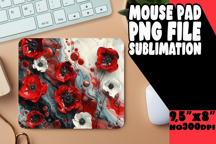 3D Marble Flower Design Mouse Pad for Sublimation