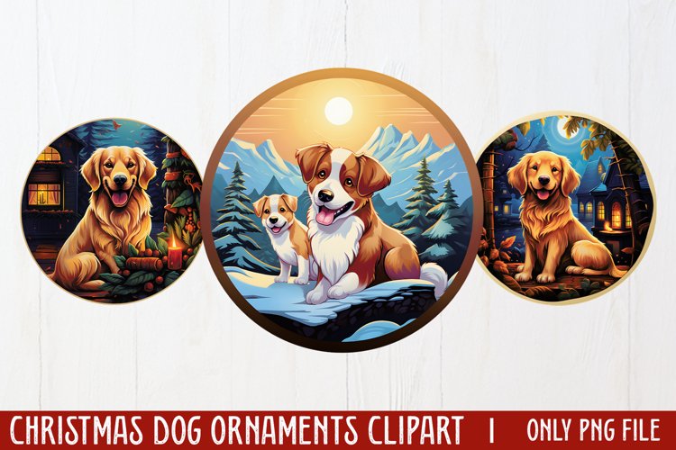 3D Christmas Dog Ornaments Clipart, PNG