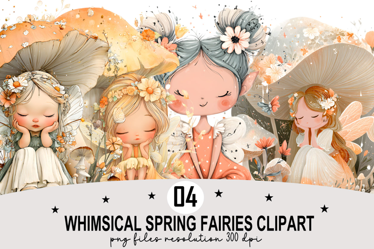 Whimsical Spring Fairies Clipart Watercolor PNG