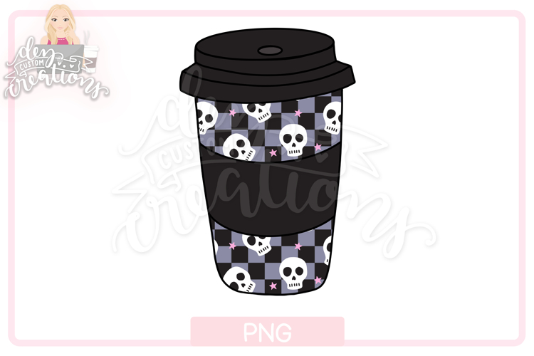 Halloween PNG: Coffee with skulls Pink and Black
