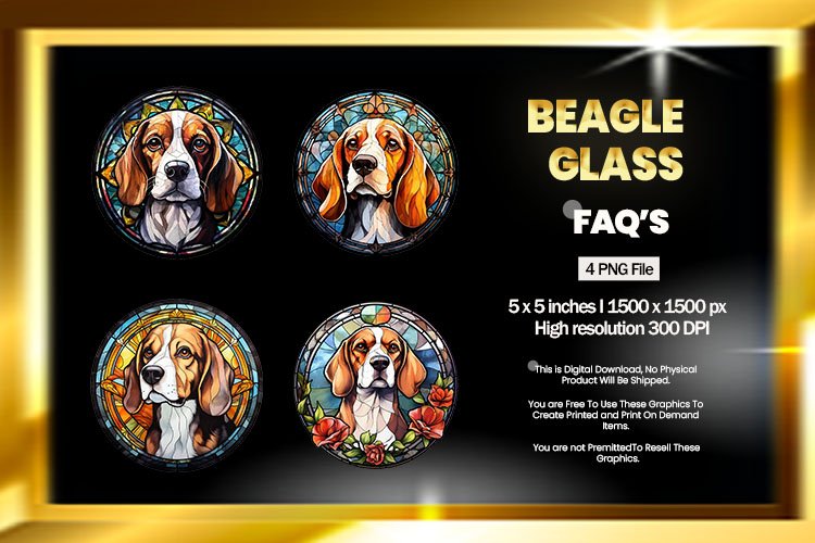Beagle Dog Stained Glass - 04 Variations