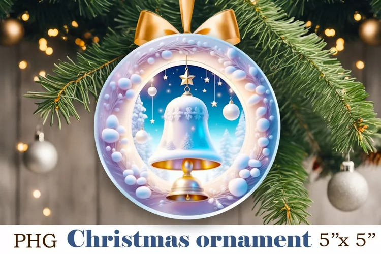 Sublimation Christmas Ornament, 3D Round Ornament Png