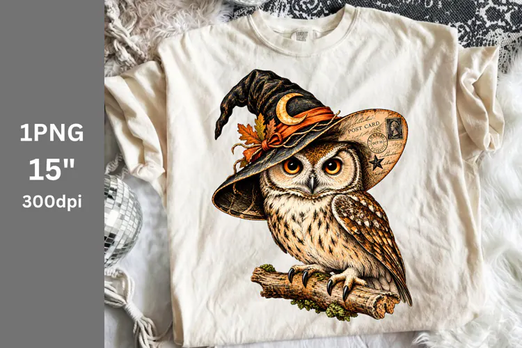 Fall PNG, Halloween PNG, Owl Vintage PNG