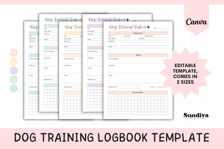 Dog Training Logbook Template 2 | Detailed Session