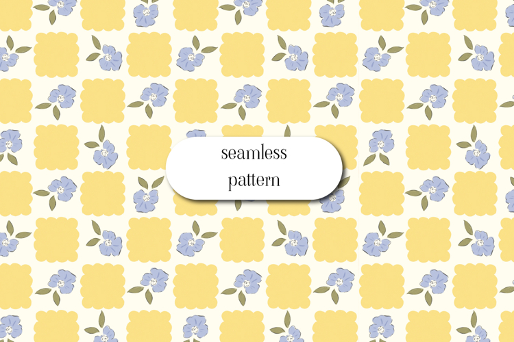 Yellow Tile Floral Seamless Pattern for Fabric Design example image 1