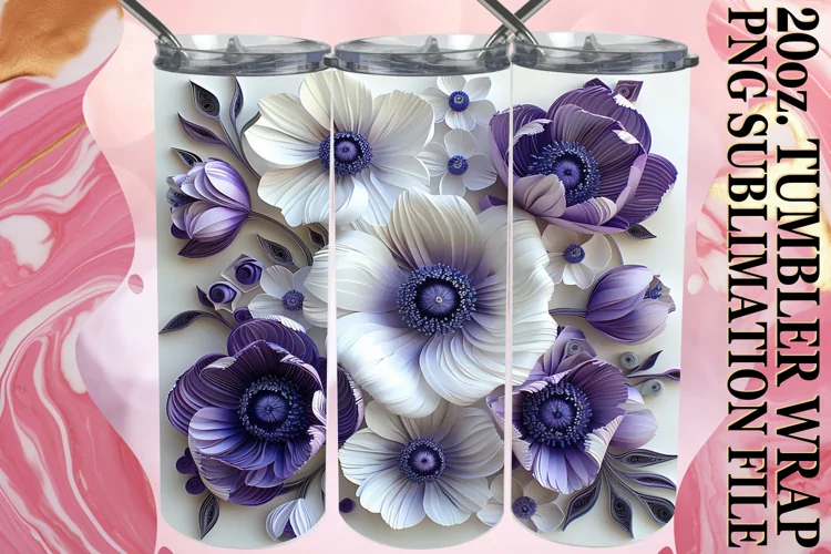 Delicate Flower 3D Tumbler Design