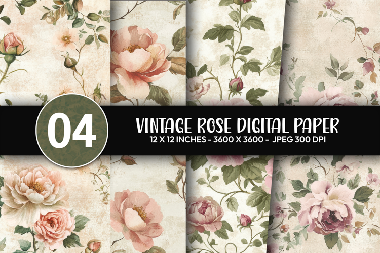 Vintage Rose Digital Paper
