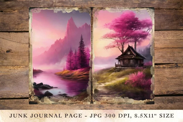 Printable Junk Journal Pages pink fairy forest 6