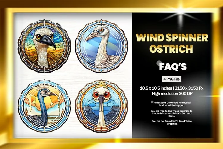 Ostrich Wind Spinner Sublimation - 04 Variations