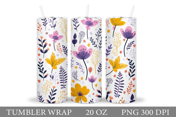 Flowers Tumbler Sublimation. Floral Tumbler Design