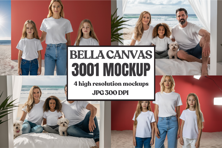 Bella Canvas 3001 Family Group Mockup