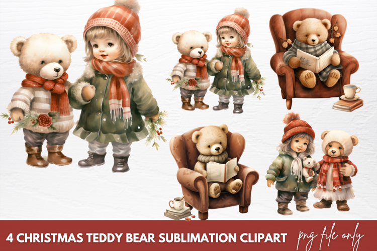 Christmas Clipart Christmas Teddy Bear Clipart Sublimation