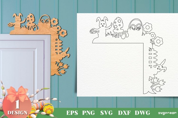 Easter Door Corner Laser Cut Files | Glowforge example image 1