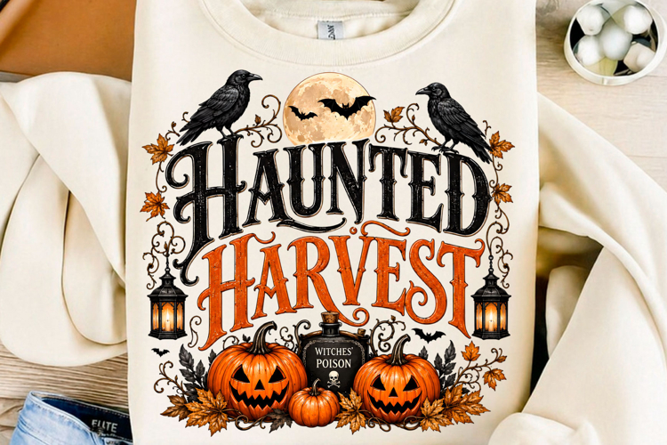 Haunted Harvest Vintage Halloween PNG