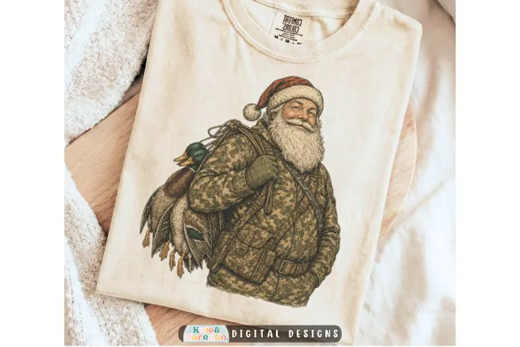 Mallard Duck Hunting Santa PNG | Vintage Outdoor Santa PNG