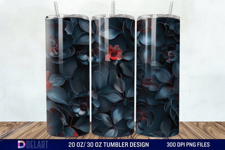 3d Dark floral Tumbler Wrap example image 1