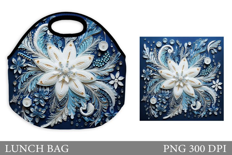 Winter Embroidery Lunch Bag. Lunch Bag Sublimation