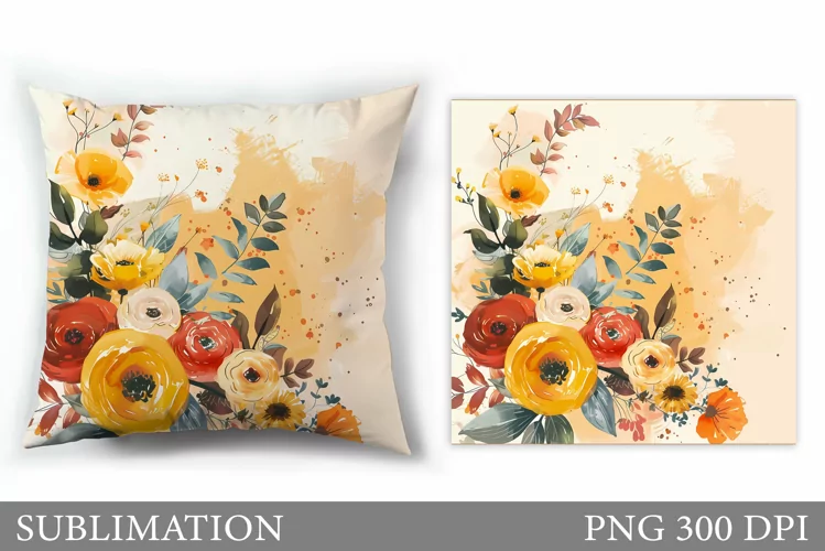 Floral Sublimation. Flowers Pillow Sublimation