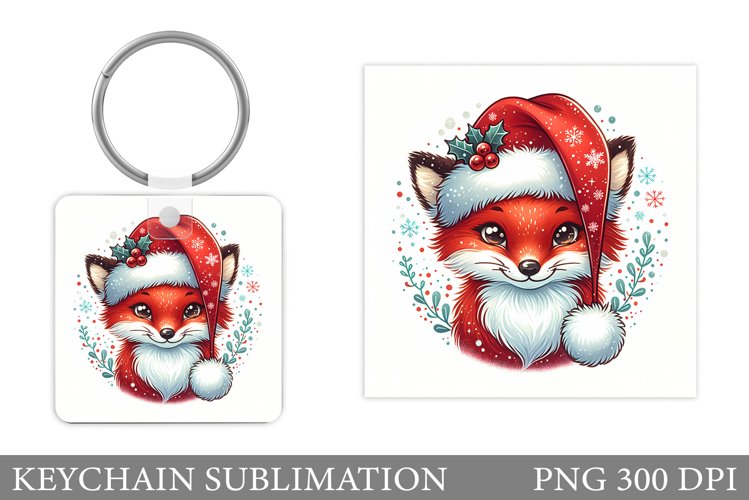 Christmas Fox Keychain. Christmas Keychain Design