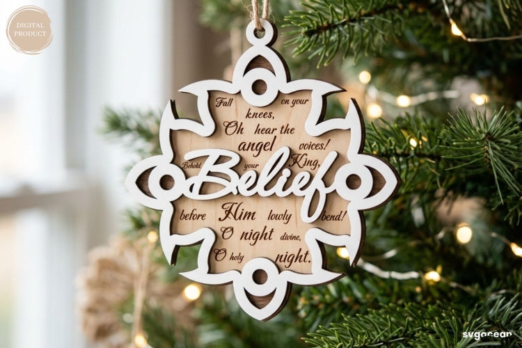 Belief Snowflake Ornament Laser Cut | Christmas | SVG