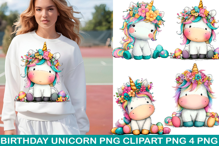 Whimsical Birthday Unicorn PNG Clipart