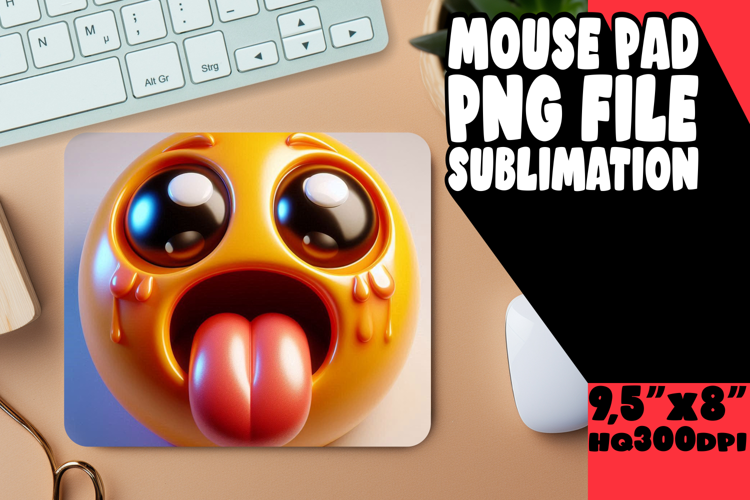 Whimsical Mouse Pad Design Sublimation, 3D Emoji