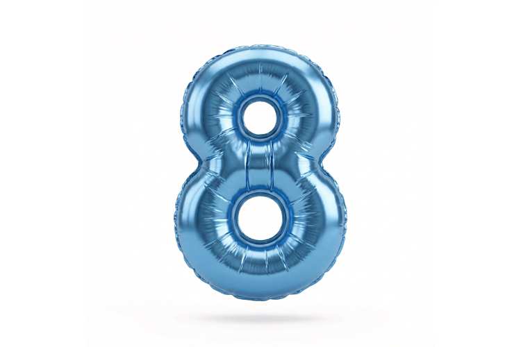 Blue Metallic Number 8 Foil Balloon Party Decoration