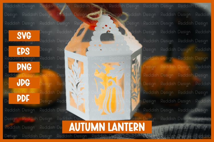 Autumn lantern SVG I Fall candle Paper cut SVG