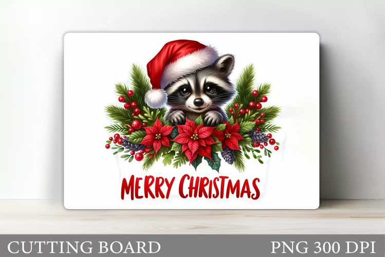 Christmas Raccoon Cutting Board. Christmas Cutting Board