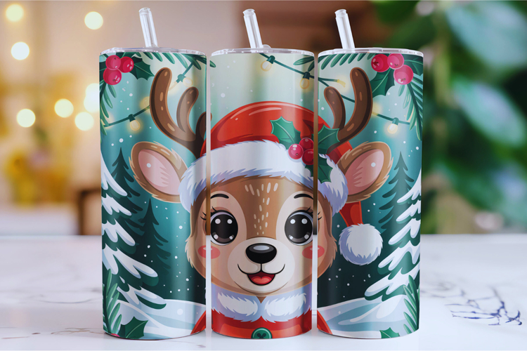 Merry Christmas Deer Tumbler Wrap | Christmas Wrap
