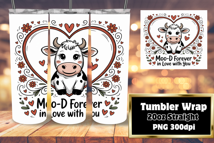 20oz Tumbler Wrap for Personalization , Cute Cow
