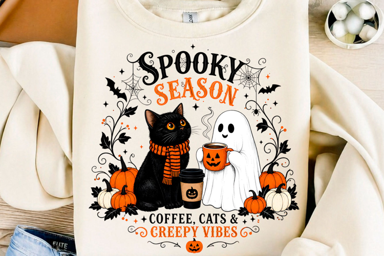 Spooky Season Coffee Cats Halloween PNG