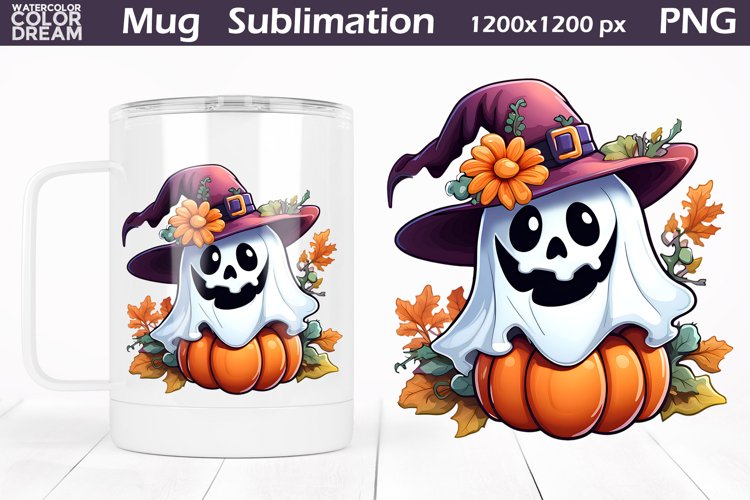 Ghost Mug Sublimation Design | Halloween Mug Sublimation