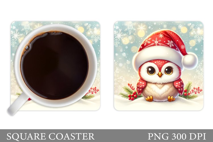 Christmas Owl Coaster Design. Christmas Coaster Sublimation