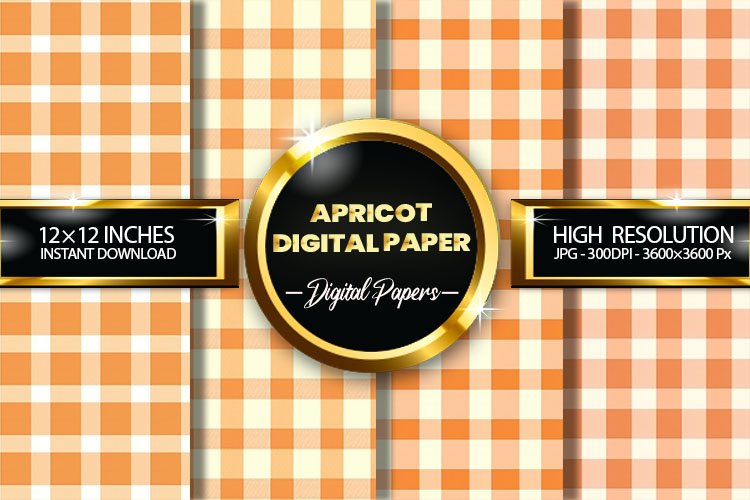 Apricot Gingham Digital Papers - 04 Variations example image 1