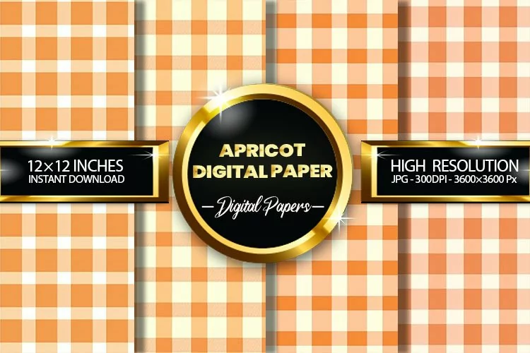 Apricot Gingham Digital Papers - 04 Variations