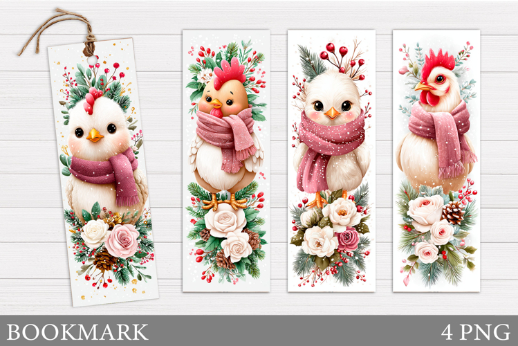 Christmas Chicken Bookmark. Christmas Bookmark Printable